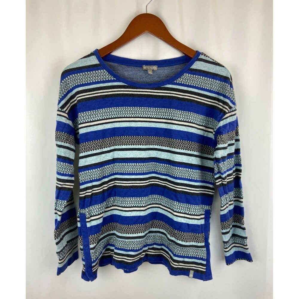 T By Talbots Women's Cotton Knit Sweater Small Pullover Striped Vintage Academic